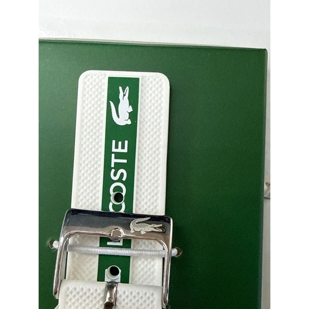Lacoste White Silicone Apple Watch Strap 38mm 40mm Green Logo Band 2010214